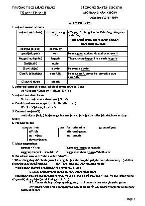 Đề cương ôn tập học kì II môn Tiếng Anh Lớp 9 - Năm học 2018-2019 - Trường THCS Liêng Trang